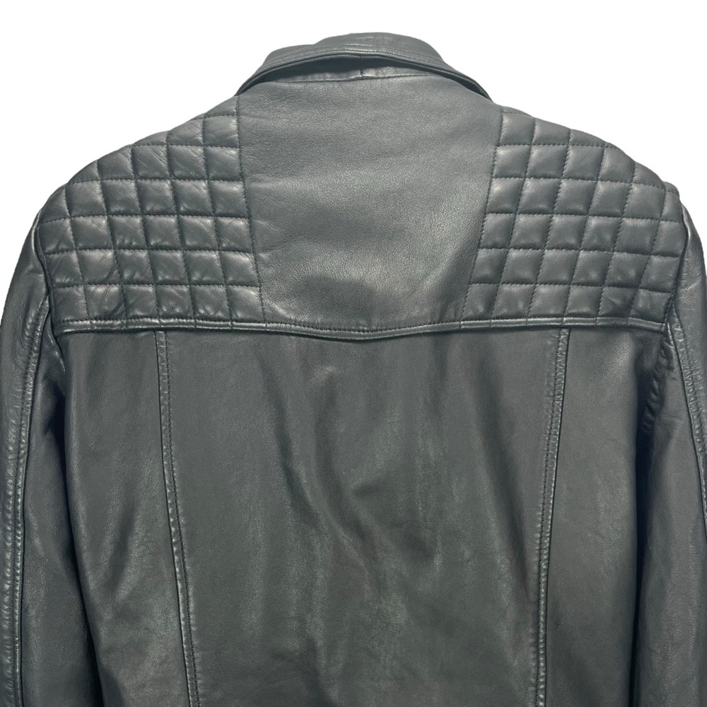 AllSaints Women Small Black Quilted Soft Leather Moto Biker Jacket - Picture 8 of 11
